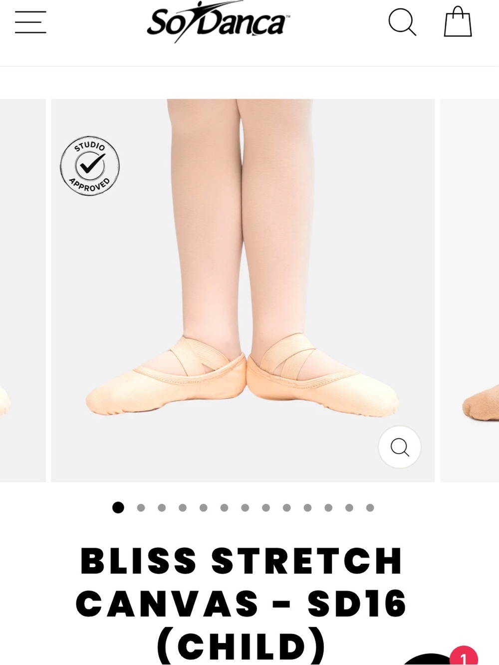 SO DANCA BLISS STRETCH CANVAS - SD16 BALLET SHOES (CHILD) 🩰